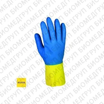 Перчатки латекс/неопрен, длина 30 см, рифленая поверхность пальцев и ладони, G80, желтый/голубой цвет, размер S, 12 пар, KimberlyClark, 38741уп